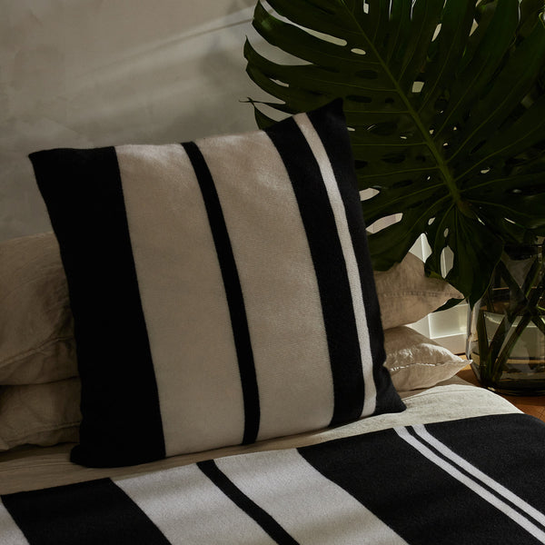 james perse Cashmere Stripe Sham Black/White