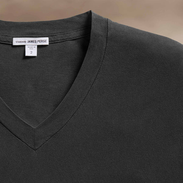 James Perse Clear Jersey V Neck Carbon Pigment