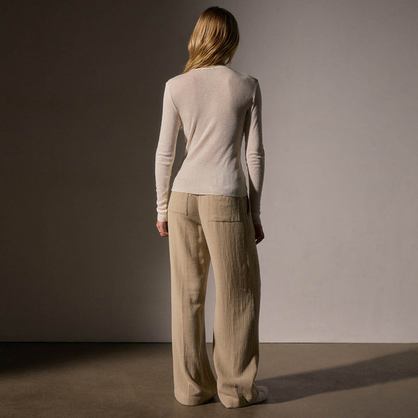 James Perse Cotton Cashmere Blend Deep V Tee Ivory