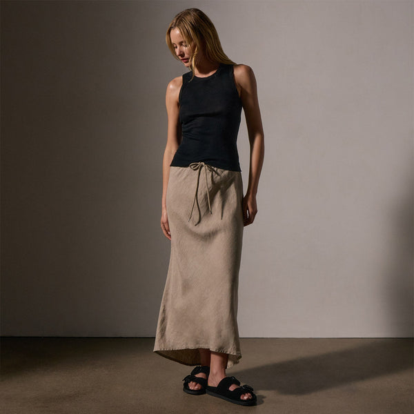 James Perse Cotton Cashmere Rib Shell Top Black