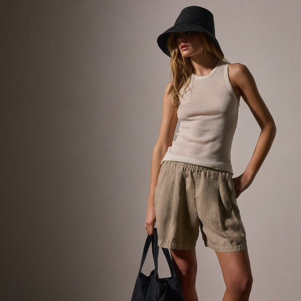 james perse Cotton Cashmere Rib Shell Top Ivory