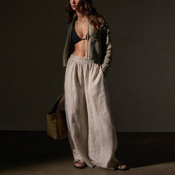 James Perse Cotton Knit Zip Front Sweater Overcast