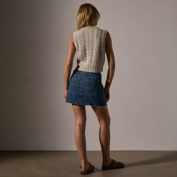James Perse Cotton Linen Cable Knit Vest Natural