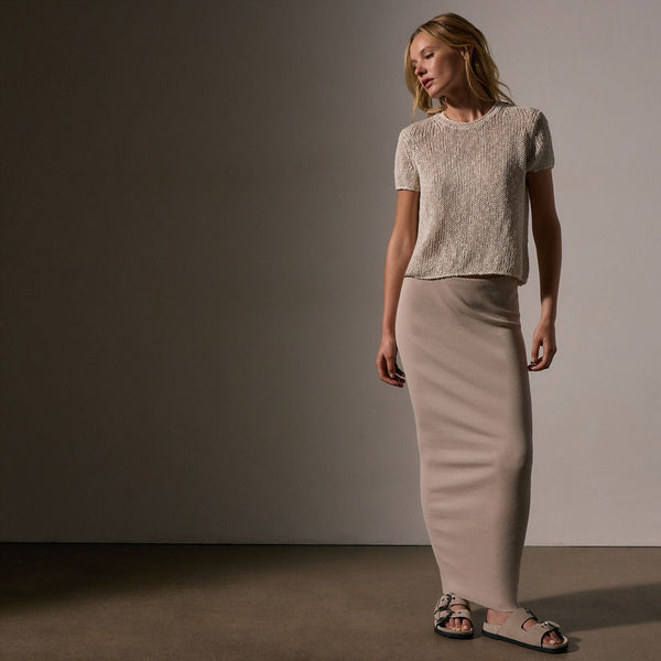 James Perse Cotton Linen Knit Crew Neck Natural