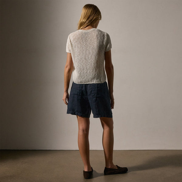 James Perse Cotton Linen Knit Crew Neck White