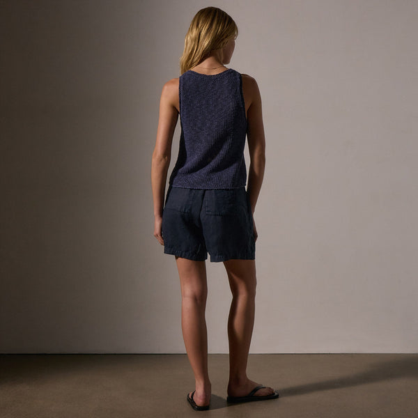 James Perse Cotton Linen Knit Tank Faded Navy