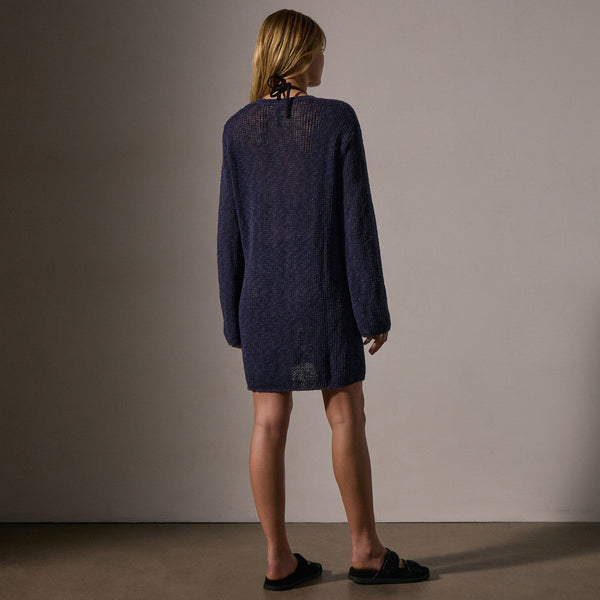 James Perse Cotton Linen Knit Tunic Faded Navy