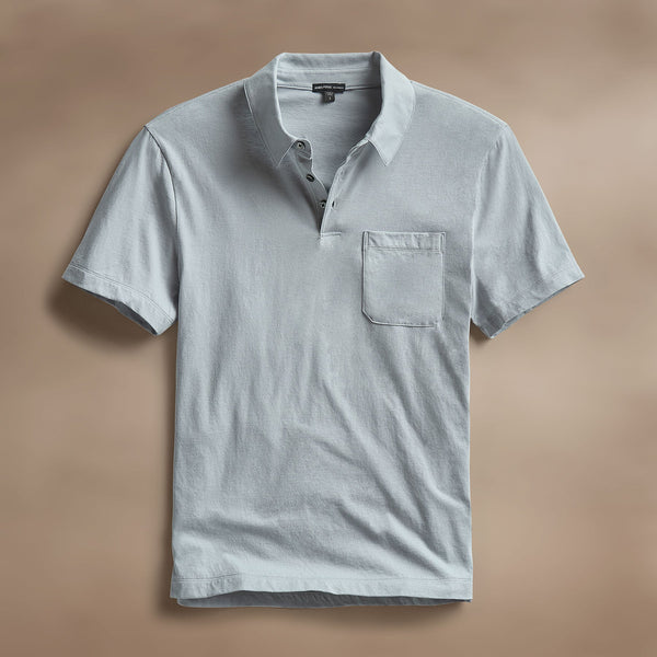james perse Cotton Linen Pocket Polo Grey Sky