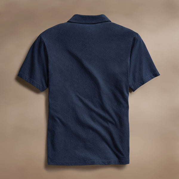 James Perse Cotton Linen Pocket Polo Navy