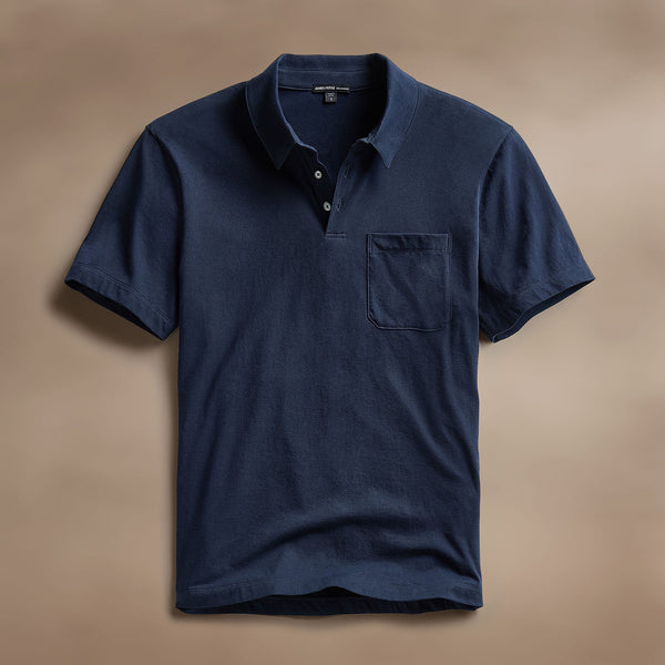 james perse Cotton Linen Pocket Polo Navy