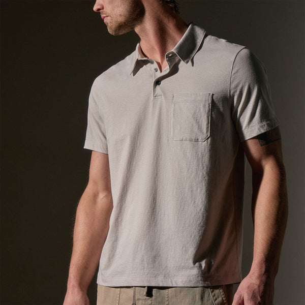James Perse Cotton Linen Pocket Polo Salt