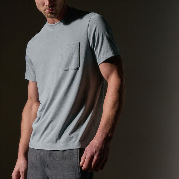 James Perse Cotton Linen Pocket Tee Grey Sky