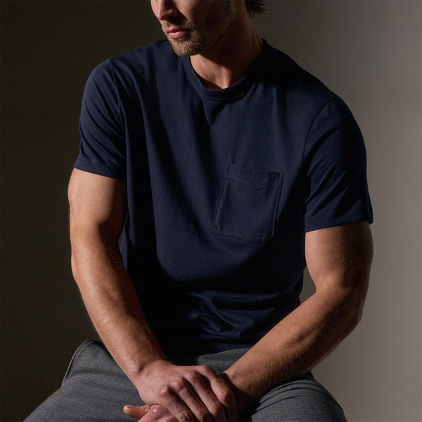 James Perse Cotton Linen Pocket Tee Navy