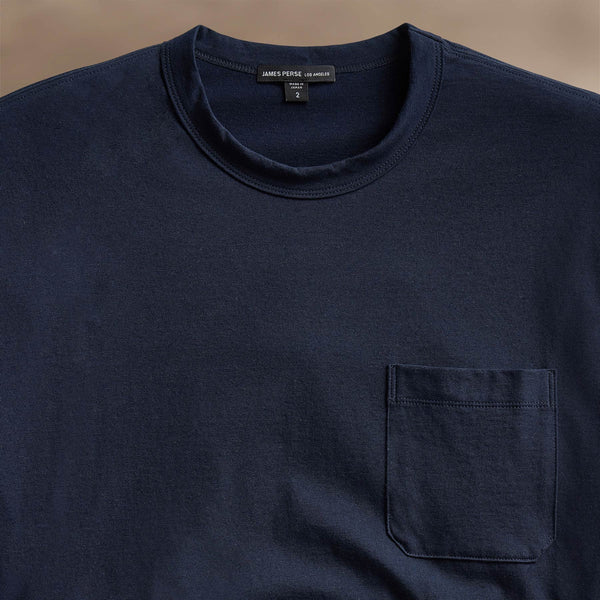 James Perse Cotton Linen Pocket Tee Navy