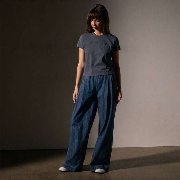 James Perse Cotton Linen Retro Pocket Tee Asphalt