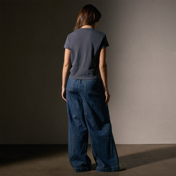 James Perse Cotton Linen Retro Pocket Tee Asphalt