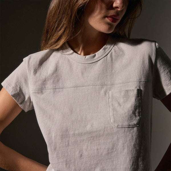James Perse Cotton Linen Retro Pocket Tee Salt