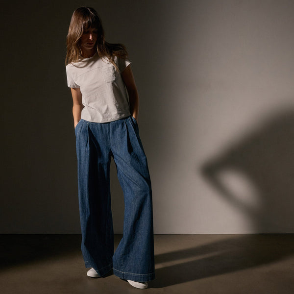 James Perse Cotton Linen Retro Pocket Tee Salt