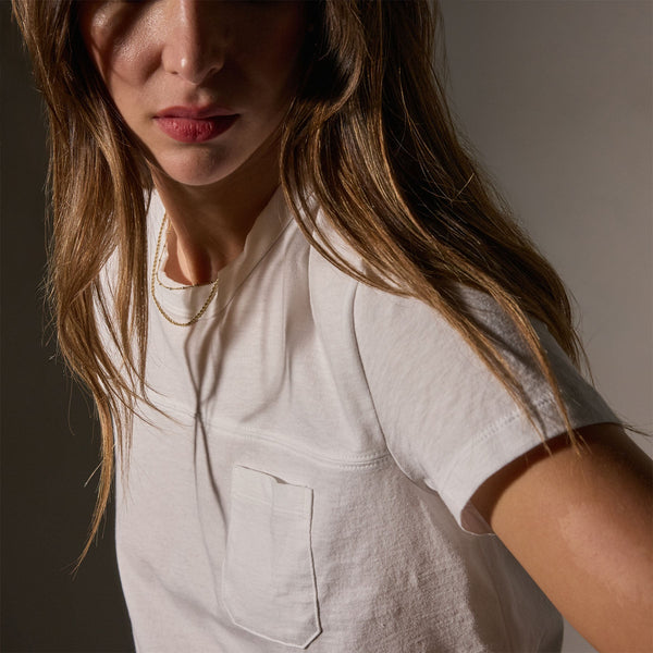 James Perse Cotton Linen Retro Pocket Tee White