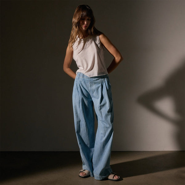 James Perse Cotton Linen Silk Shell Top Light Mist