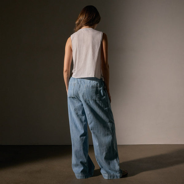 James Perse Cotton Linen Silk Shell Top Light Mist