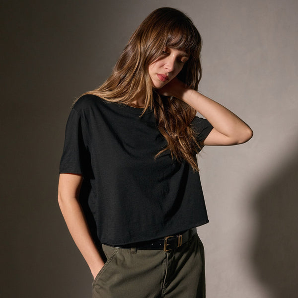 james perse Cotton Linen Silk Tee Black