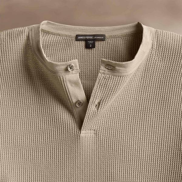 James Perse Cotton Linen Waffle Henley Overcast