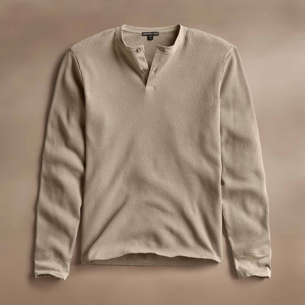james perse Cotton Linen Waffle Henley Overcast