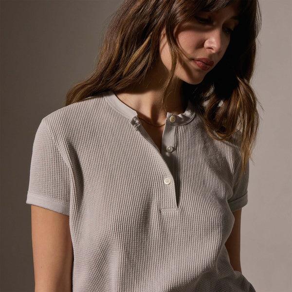 James Perse Cotton Linen Waffle Henley Salt