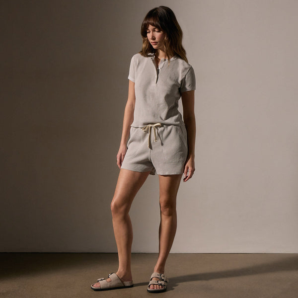 James Perse Cotton Linen Waffle Henley Salt