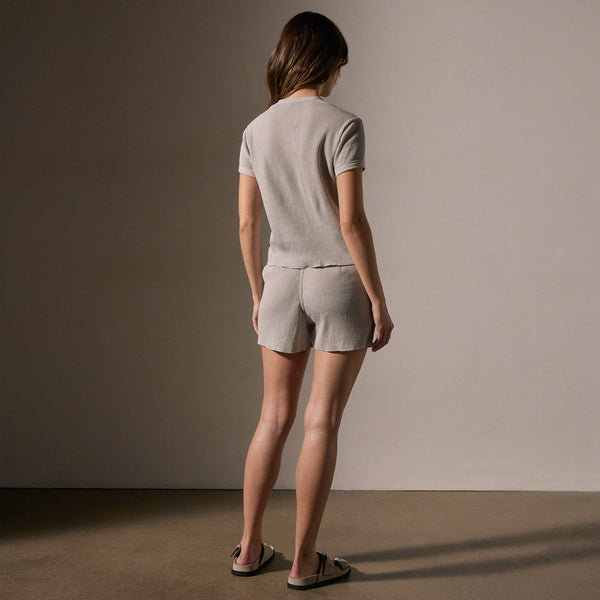 James Perse Cotton Linen Waffle Henley Salt