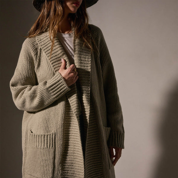 James Perse Cotton Shawl Collar Cardigan Overcast