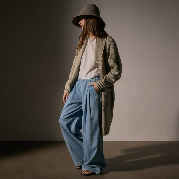 James Perse Cotton Shawl Collar Cardigan Overcast