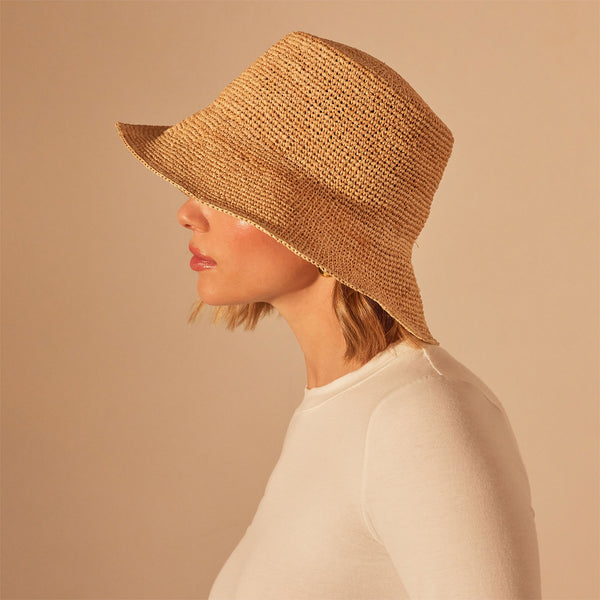 James Perse Crochet Bucket Hat Jute