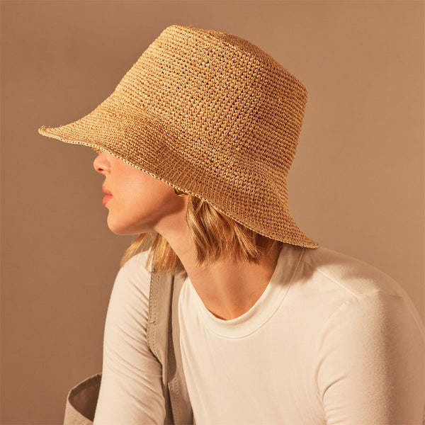 James Perse Crochet Bucket Hat Jute