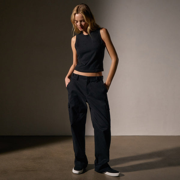 James Perse Cropped Shell Top Black