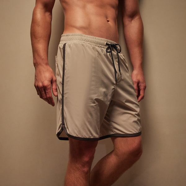 james perse Curved Hem Boardshort Grout/Carbon
