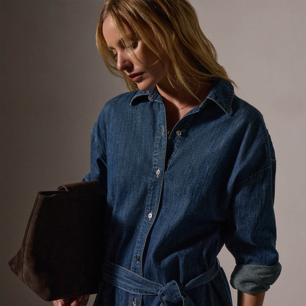 James Perse Denim Shirt Dress Medium Wash