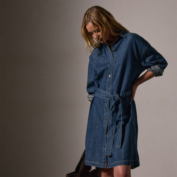 James Perse Denim Shirt Dress Medium Wash