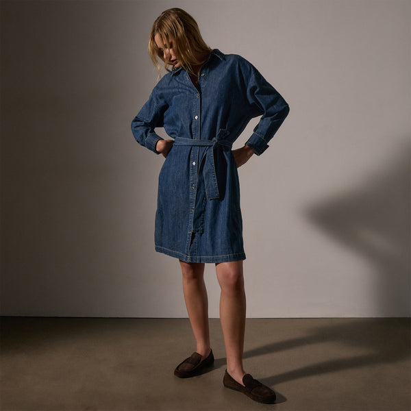 james perse Denim Shirt Dress Medium Wash