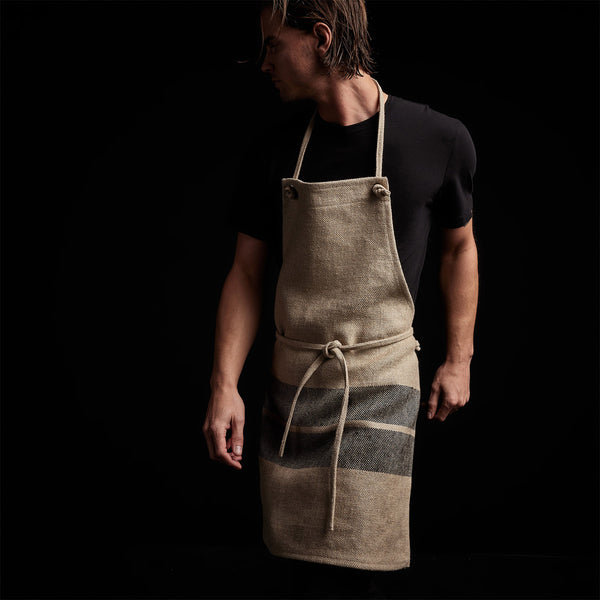 james perse Double Stripe Chef's Apron Beige/Black