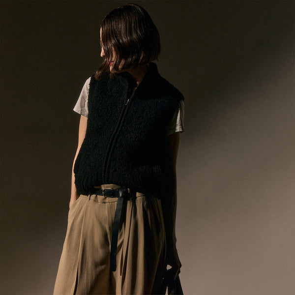 james perse Full Zip Sweater Vest Black