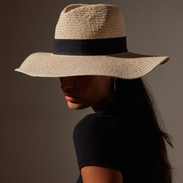 James Perse Harbor Straw Hat Natural/Black