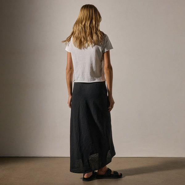 James Perse High Low Linen Skirt Black