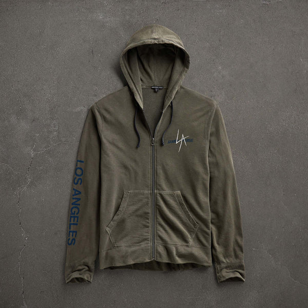 james perse JP x LA Zip Up Hoodie Platoon Pigment