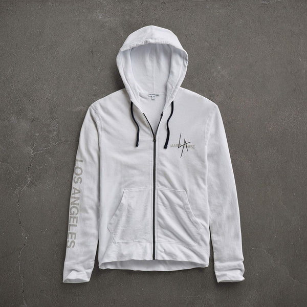 james perse JP x LA Zip Up Hoodie White