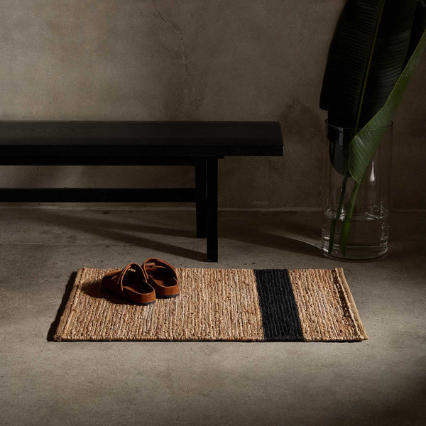 james perse Jute Entry Mat Natural/Charcoal Stripe