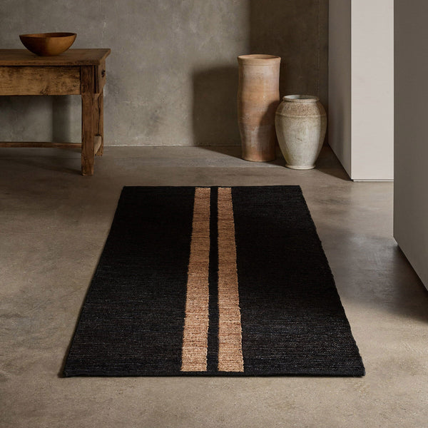 James Perse Jute Runner Charcoal/Natural Stripe