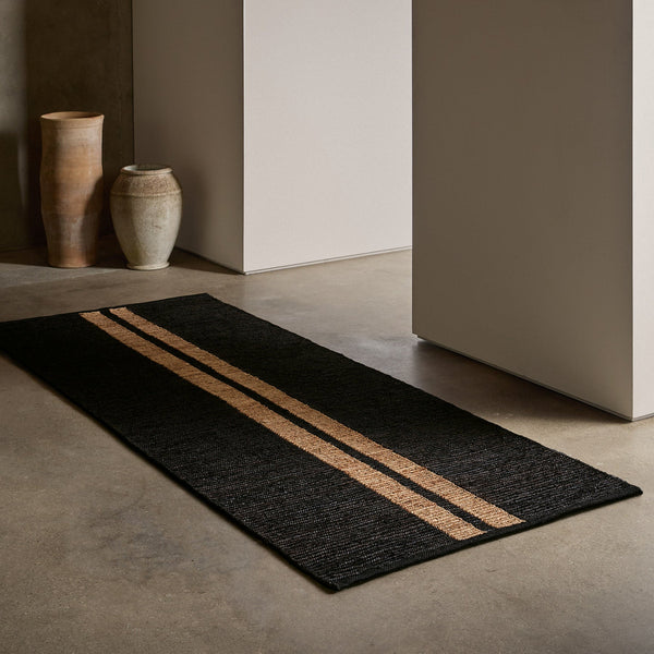 James Perse Jute Runner Charcoal/Natural Stripe