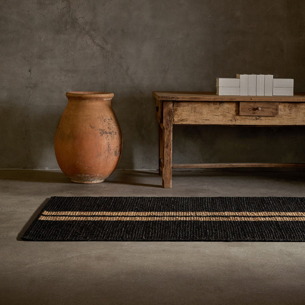 james perse Jute Runner Charcoal/Natural Stripe